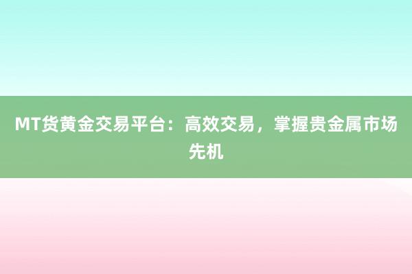 MT货黄金交易平台：高效交易，掌握贵金属市场先机