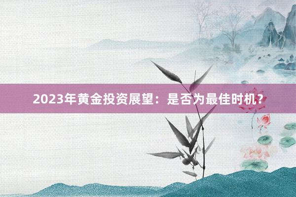 2023年黄金投资展望：是否为最佳时机？
